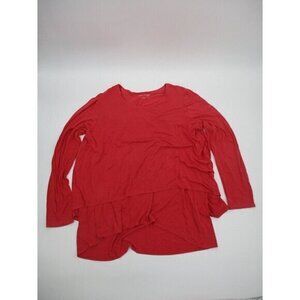 Soft Surroundings Womens Shirt XL Red Long Sleeves Casual Stretchy Knit Classic